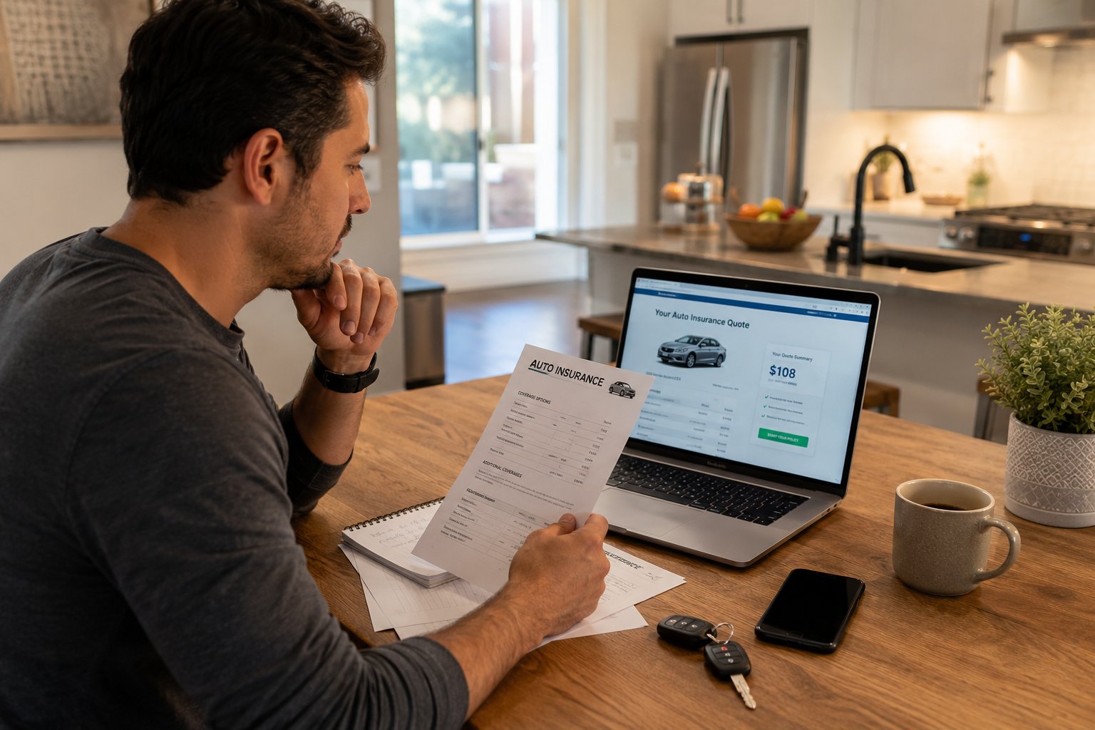 Reviewing auto insurance documents and quotes
