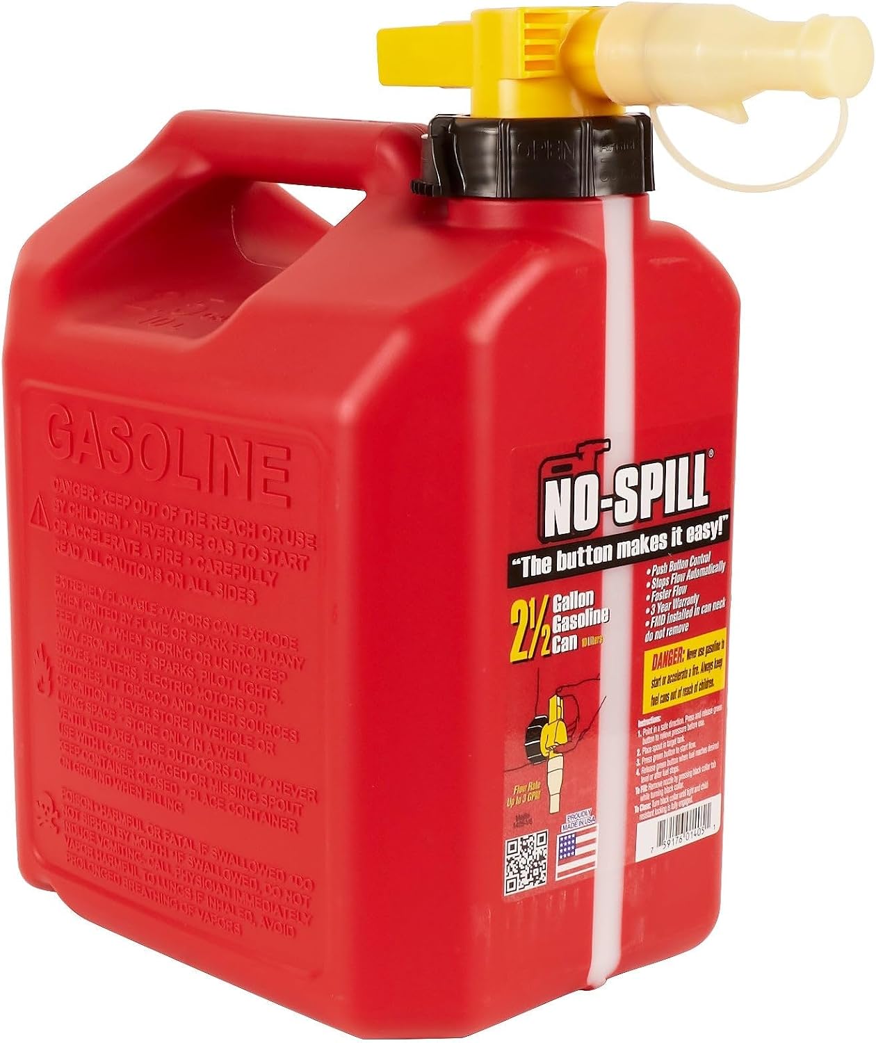 No Spill Gas Can for roadside emergency fuel